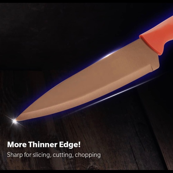 Orange Professional Kitchen Knife Chef Set, Kitchen Knife Set Stainless Steel, - Picture 6 of 7